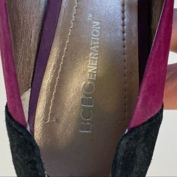 BCBGeneration Perries Suede Purple Black Colorblock High Heels Modern Size 9 - Picture 9 of 10